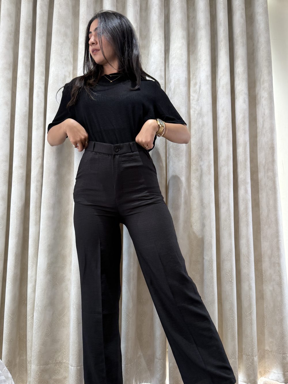 Midnight Black Linen Pants